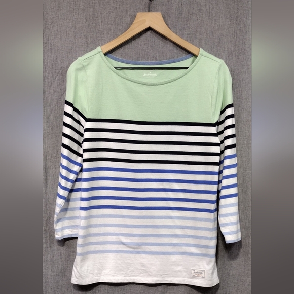 Authentic Talbots Tee - Gradient Stripe Women's M Multicolor Artsy Retro 90s Y2K - Picture 2 of 10